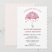 Dusche mit Liebe Rosa Schirm Brautparty Einladung (Vorne/Hinten)