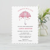 Dusche mit Liebe Rosa Schirm Brautparty Einladung (Stehend Vorderseite)