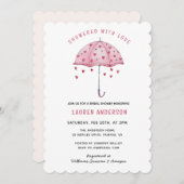 Dusche mit Liebe Rosa Schirm Brautparty Einladung (Vorne/Hinten)