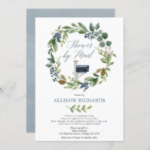 Dusche mit Mail grün staubige blaue Blütenjunge