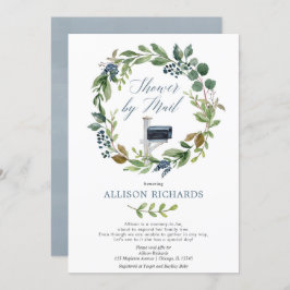 Dusche mit Mail grün staubige blaue Blütenjunge Einladung