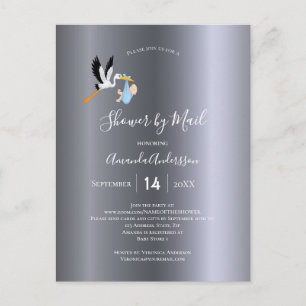 Dusche mit Mail Stork Baby Junge niedlich Postkarte