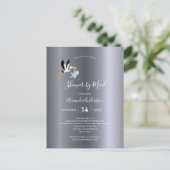 Dusche mit Mail Stork Baby Junge niedlich Postkarte (Stehend Vorderseite)