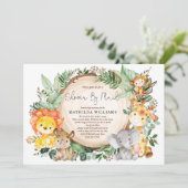 Dusche mit Post Long Distance Greenery Baby Safari Einladung (Stehend Vorderseite)