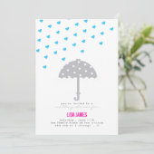 Dusche mit Regenschirm und Herz Einladung (Stehend Vorderseite)