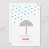 Dusche mit Regenschirm und Herz Einladung (Vorne/Hinten)