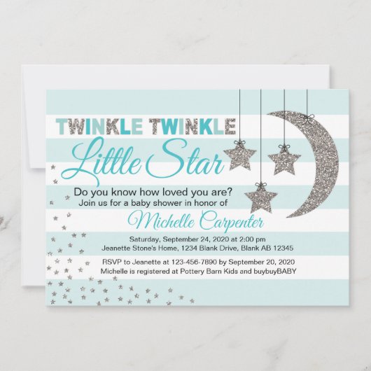 Dusche mit Stern und Dusche Einladung (Vorderseite)