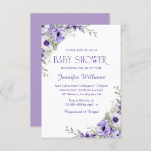 Dusche mit violett-violetten Wasserfarben Einladung