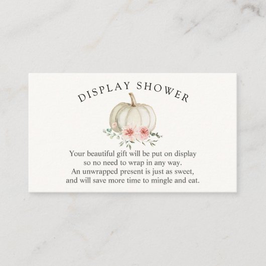 Dusche mit weißer und rosa Kürbiskugel Begleitkarte (Vorderseite)