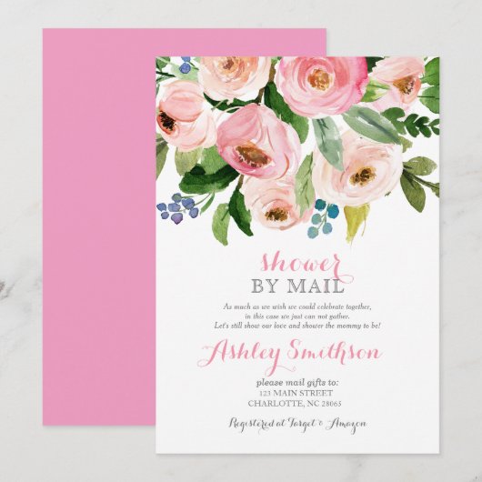 Dusche nach Mail Brautparty Virtual Shower Einladung (Vorne/Hinten)