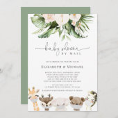 Dusche per Mail Masked Baby Safari Tiere Einladung (Vorne/Hinten)