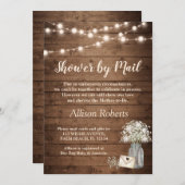 Dusche per Mail rustikale Gipskraut String Leuchte Einladung (Vorne/Hinten)