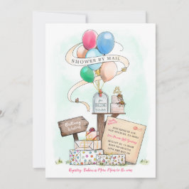 Dusche per Mail Virtual Baby Shower Ballon Mailbox Einladung