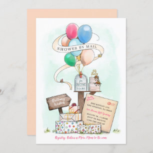 Dusche per Mail Virtual Baby Shower Ballon Mailbox Einladung