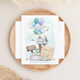 Dusche per Mail Virtual Baby Shower Ballon Mailbox Einladungspostkarte