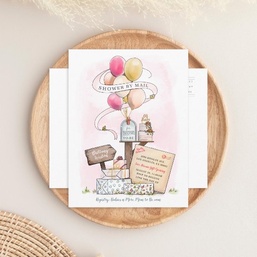 Dusche per Mail Virtual Baby Shower Ballon Mailbox Einladungspostkarte