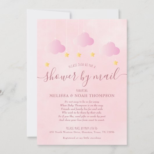 Dusche per Mail weich weich Pink Baby Girl Einladung (Vorderseite)