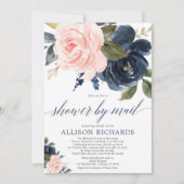 Dusche per Post Blumenrosa blaues Brautparty Einladung (Vorderseite)