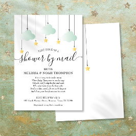 Dusche per Post, lange Distanz neutrales Grün Baby Einladung