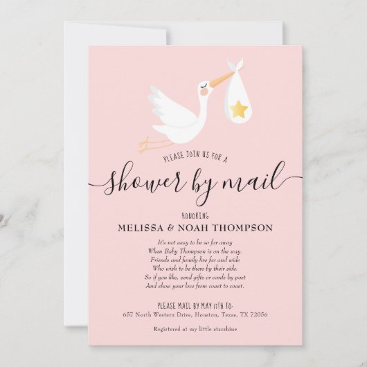 Dusche per Post lange Entfernung Sprinkle rosa Einladung (Vorderseite)