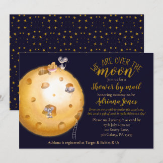 Dusche per Post, Mond aus Käse, Glitzer aus Gold Einladung