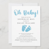 Dusche per Post | Oh Baby Boy Blue Baby Feet Einladung (Vorderseite)