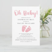 Dusche per Post| Oh Baby Girl Pink Babynahrung Einladung (Stehend Vorderseite)