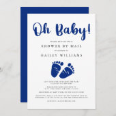 Dusche per Post| Oh Baby Mint Navy Blue Feed Einladung (Vorne/Hinten)