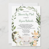 Dusche per Post Tiere mit Masken Babydusche Einladung (Vorderseite)