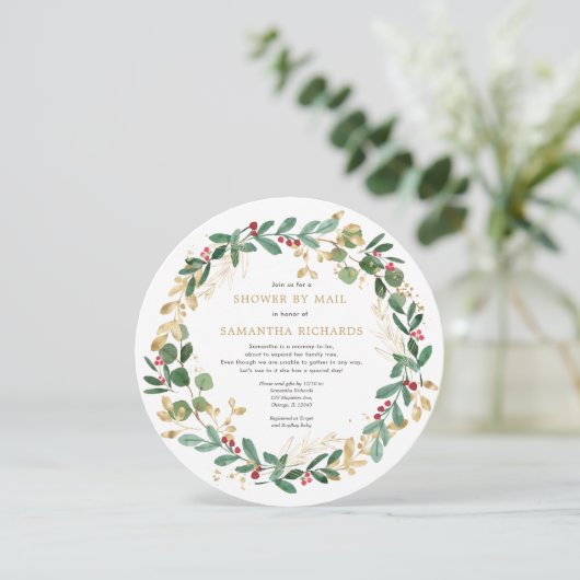 Dusche per Post Weihnachtsbad Babydusche Einladung (Stehend Vorderseite)