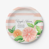Dusche Pink Stripe Citrus Orange Art Pappteller (Vorderseite)