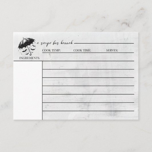 Dusche Regenschirm Rezept Karte (Vorderseite)