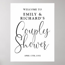 Dusche schwarz-weiß Paare Begrüßungszeichen Poster