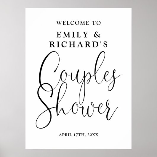 Dusche schwarz-weiß Paare Begrüßungszeichen Poster (Vorne)