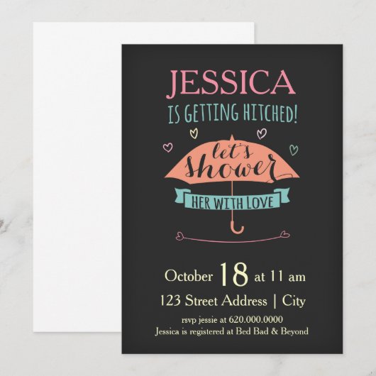 Dusche sie mit Liebe - Bridal Dusche Einladung (Vorne/Hinten)