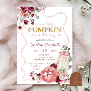 Dusche und Burgund Coquette Pumpkin Baby Dusche Einladung