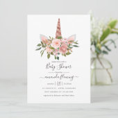 Dusche und Rose Gold Blumenstrauß Kinderdusche Einladung (Stehend Vorderseite)