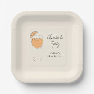 Dusche und Spritz Bubbly Cocktail Brautparty Pappteller