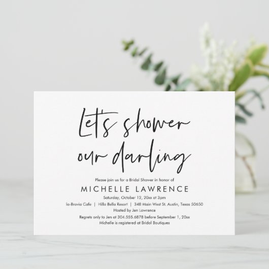 Dusche unser Liebling, Modernes Lässiges Brautpart Einladung (Stehend Vorderseite)