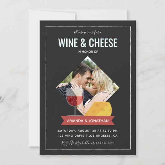 Dusche/Verlobung für Weine und Käse Einladung (Vorderseite)