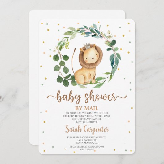 Dusche von Lion Baby per Post Einladung (Vorne/Hinten)