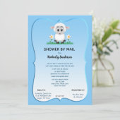 Dusche von Mail Baby Boy Blue Niedlich Lamb Einladung (Stehend Vorderseite)