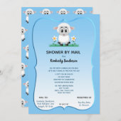 Dusche von Mail Baby Boy Blue Niedlich Lamb Einladung (Vorne/Hinten)