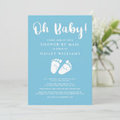 Dusche von Mail Oh Baby Boy Feet Blue White Einladung (Stehend Vorderseite)