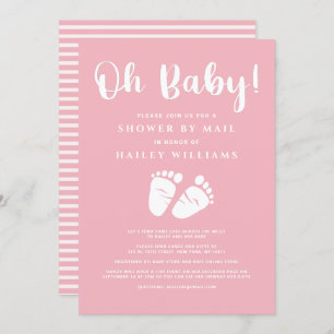 Dusche von Mail Oh Baby Girl Feet Rosa Weiß Einladung