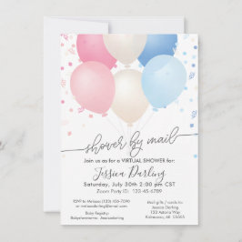 Dusche von Mail Pink und Blue Balloons und Confett Einladung