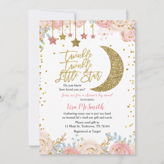 Dusche von Mail Twinkle Little Star Baby Dusche Einladung (Vorderseite)