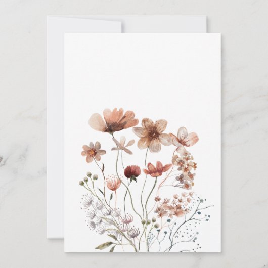 Dusche Wasserfarbe Herbst Boho Wildblumen Einladung (Rückseite)