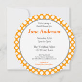 Dusche White Polka Dots Oraqnge Runde Einladung (Rückseite)