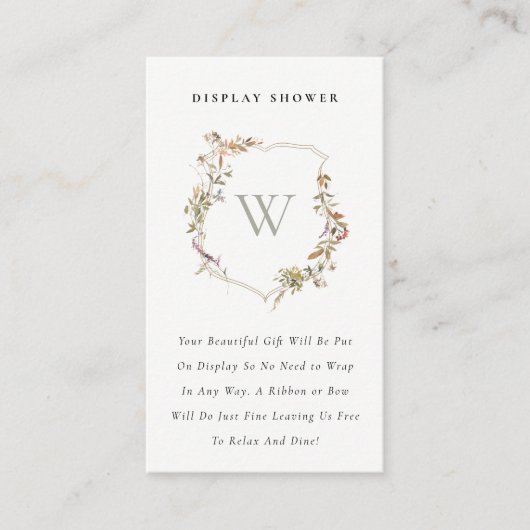 Dusche Wildblume Wappen Dusche Babydusche Begleitkarte (Vorderseite)